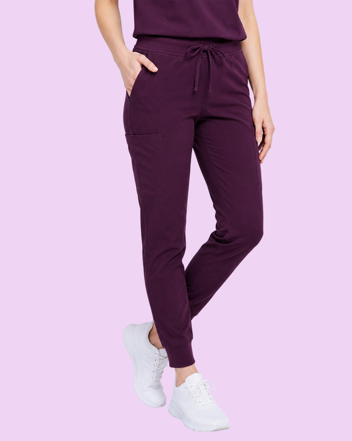 Women's 6-Pocket Jogger Scrub Pant Deep Eggplant