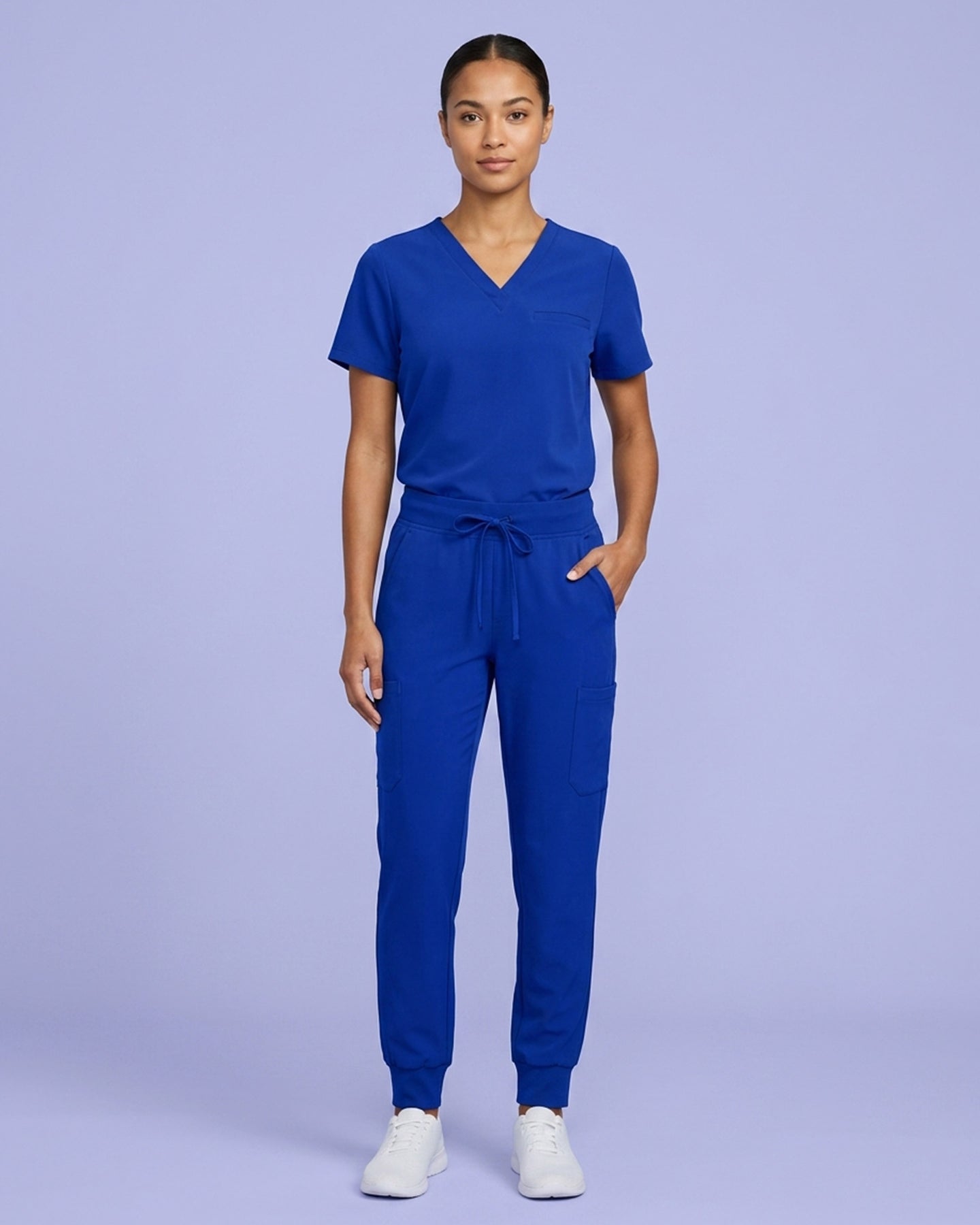 Women's One-Pocket V-neck Scrub Top Galaxy Blue