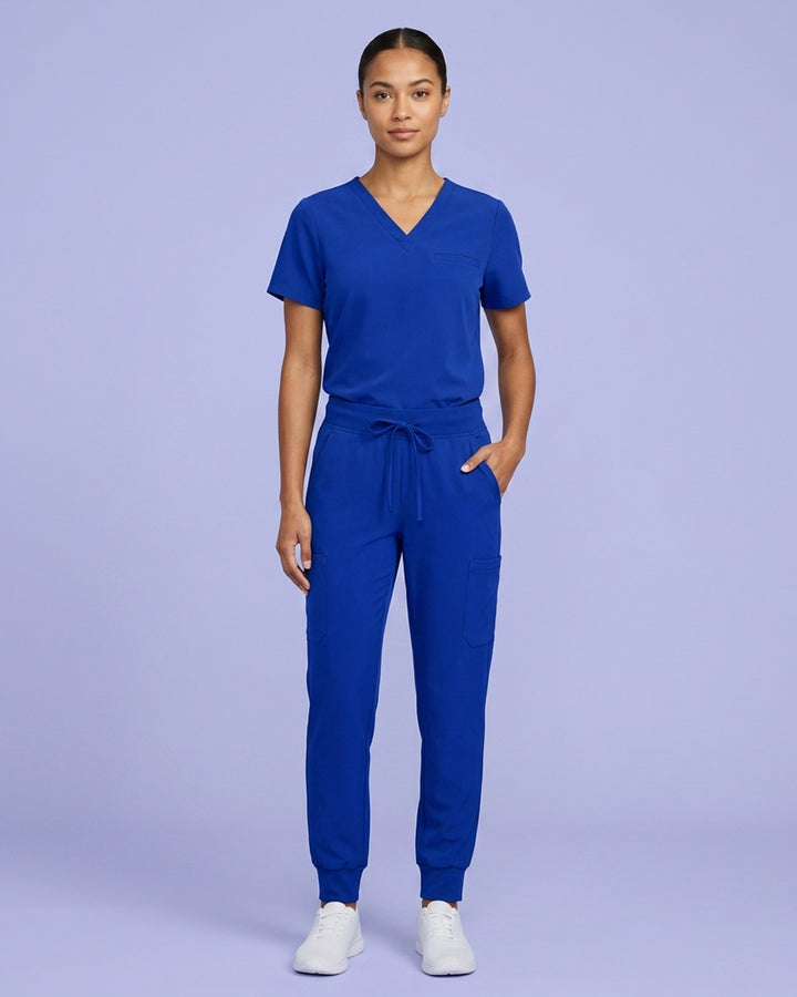 Women's One-Pocket V-neck Scrub Top Galaxy Blue