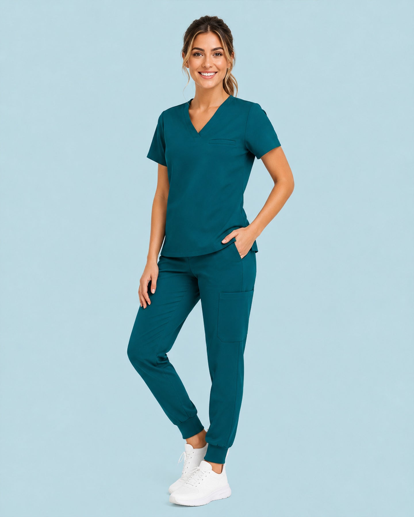 Women's 6-Pocket Jogger Scrub Pant Caribbean Blue