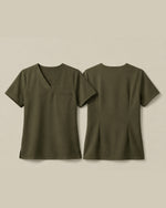 Women's One-Pocket V-neck Scrub Top Olive