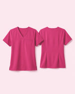 Women's One-Pocket V-neck Scrub Top Wild Berry