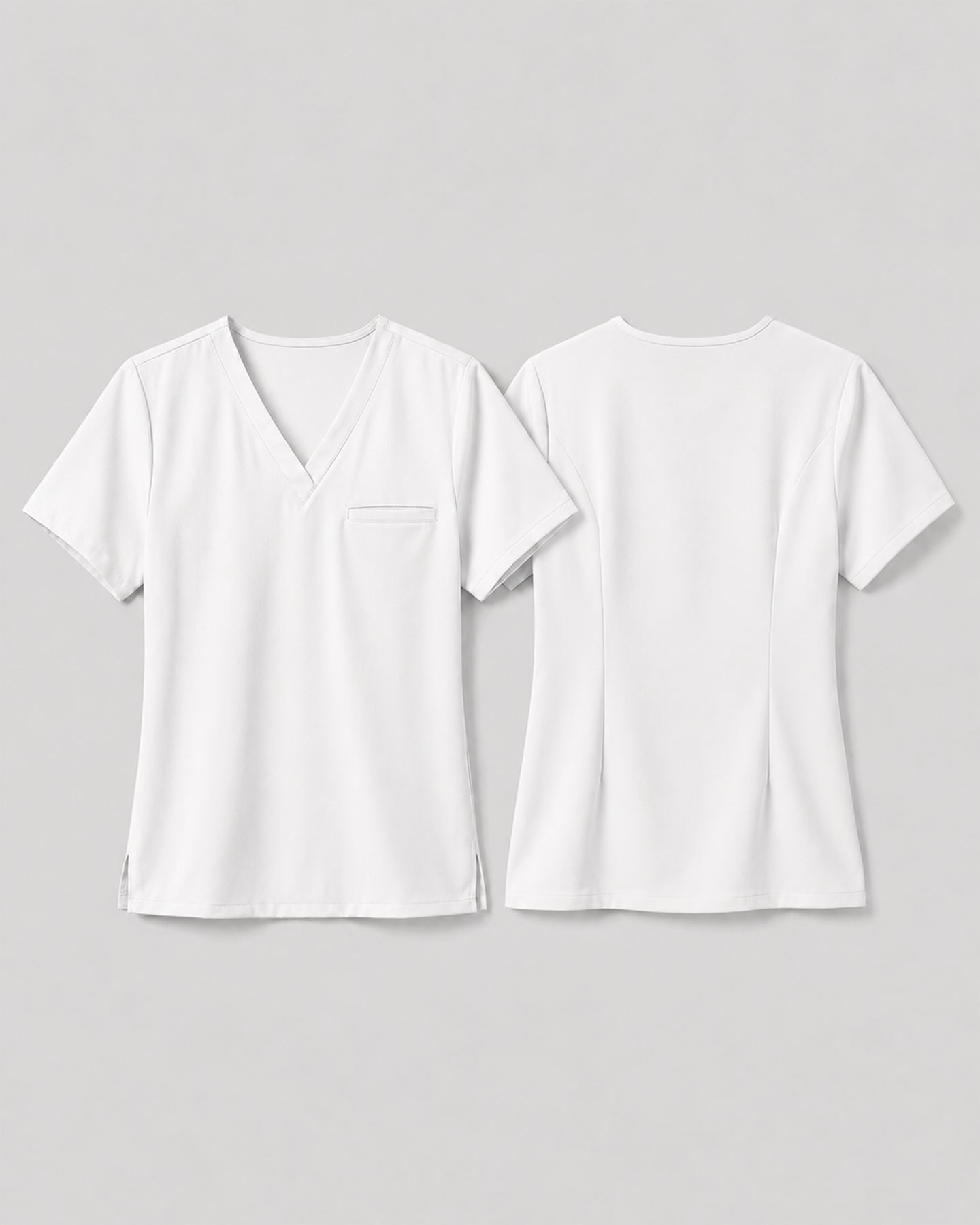 Women's One-Pocket V-neck Scrub Top White