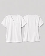 Women's One-Pocket V-neck Scrub Top White