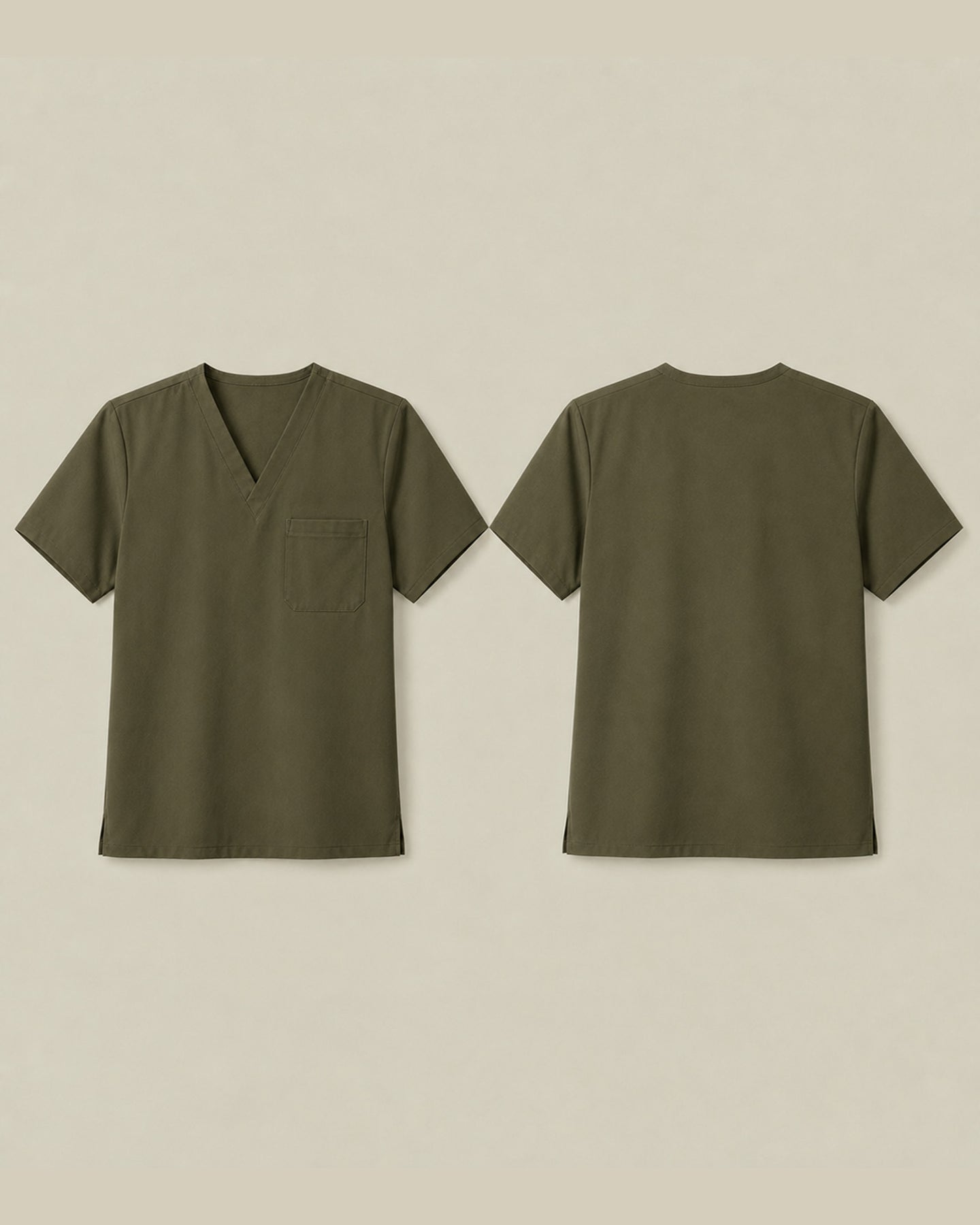 Men's One-Pocket V-neck Scrub Top Olive