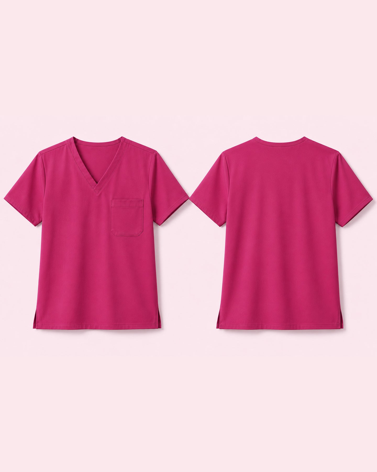 Men's One-Pocket V-neck Scrub Top Wild Berry