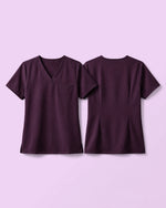 Women's One-Pocket V-neck Scrub Top Deep Eggplant