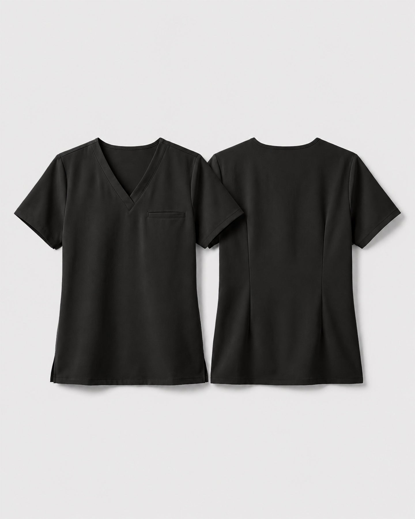 Women's One-Pocket V-neck Scrub Top Charcoal