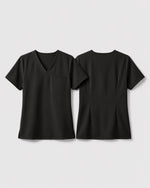 Women's One-Pocket V-neck Scrub Top Charcoal