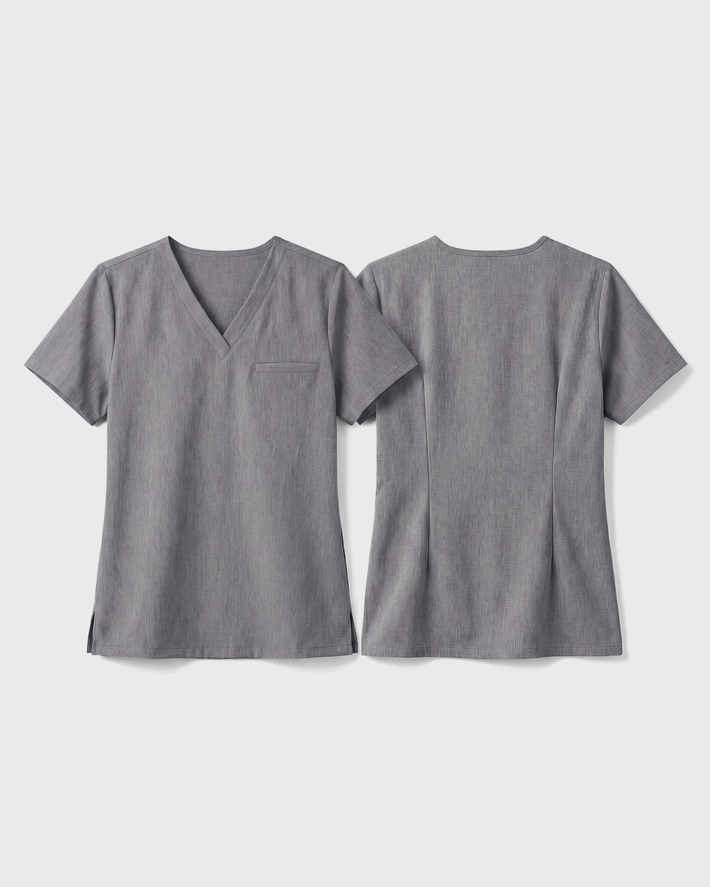 Women's One-Pocket V-neck Scrub Top Heather Gray