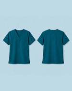 Men's One-Pocket V-neck Scrub Top Caribbean Blue