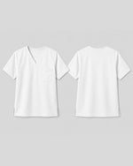 Men's One-Pocket V-neck Scrub Top White