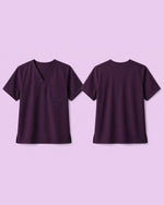 Men's One-Pocket V-neck Scrub Top Deep Eggplant