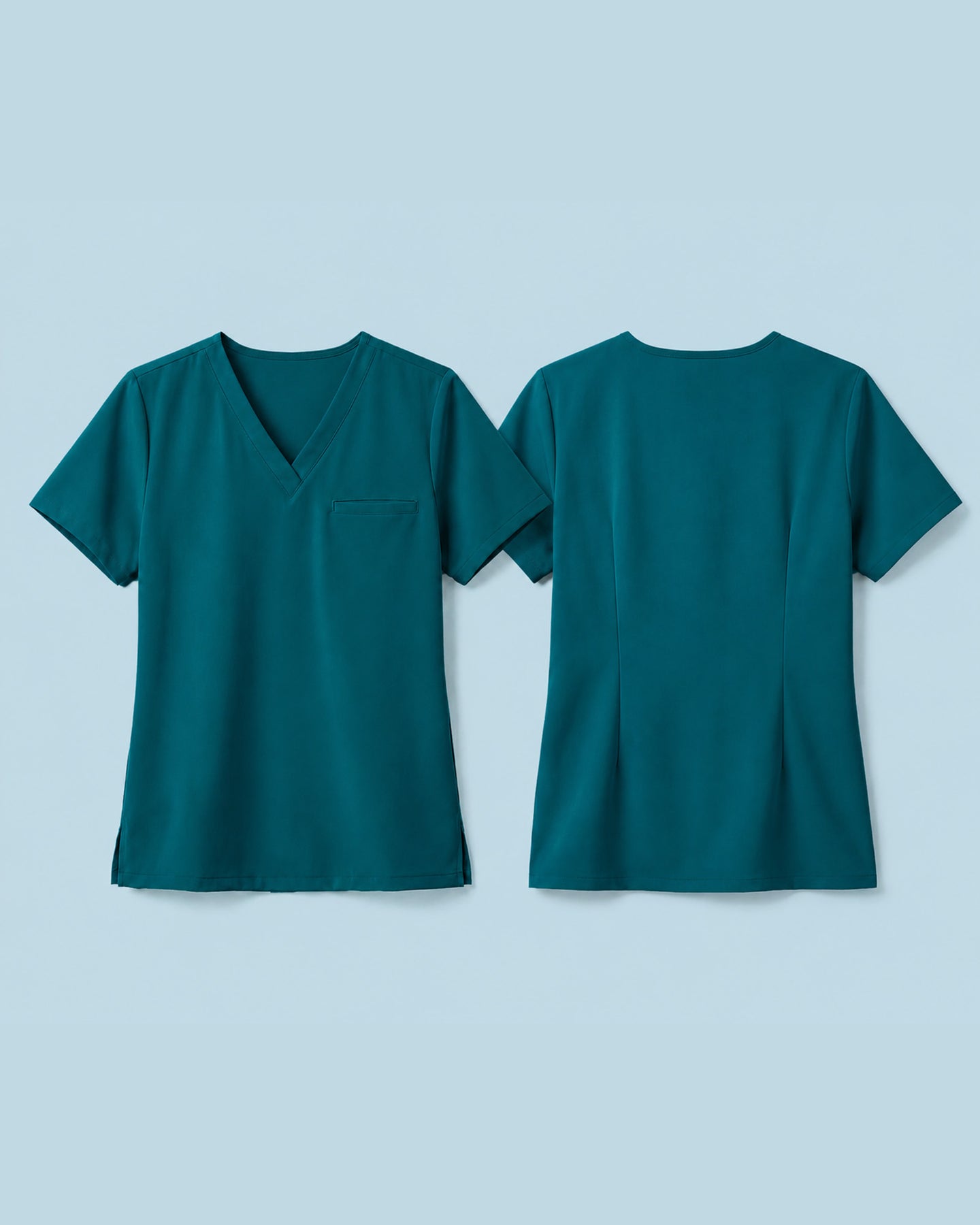Women's One-Pocket V-neck Scrub Top Caribbean Blue