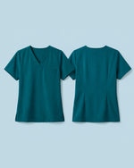 Women's One-Pocket V-neck Scrub Top Caribbean Blue