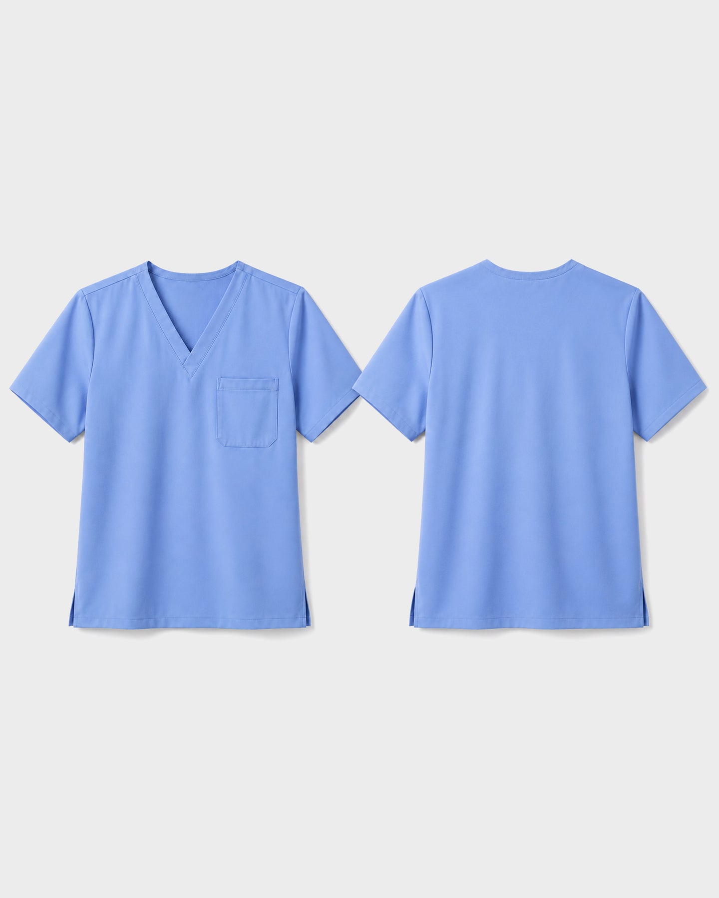 Men's One-Pocket V-neck Scrub Top Ceil Blue