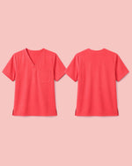 Men's One-Pocket V-neck Scrub Top Coral