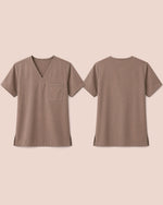 Men's One-Pocket V-neck Scrub Top Mocha