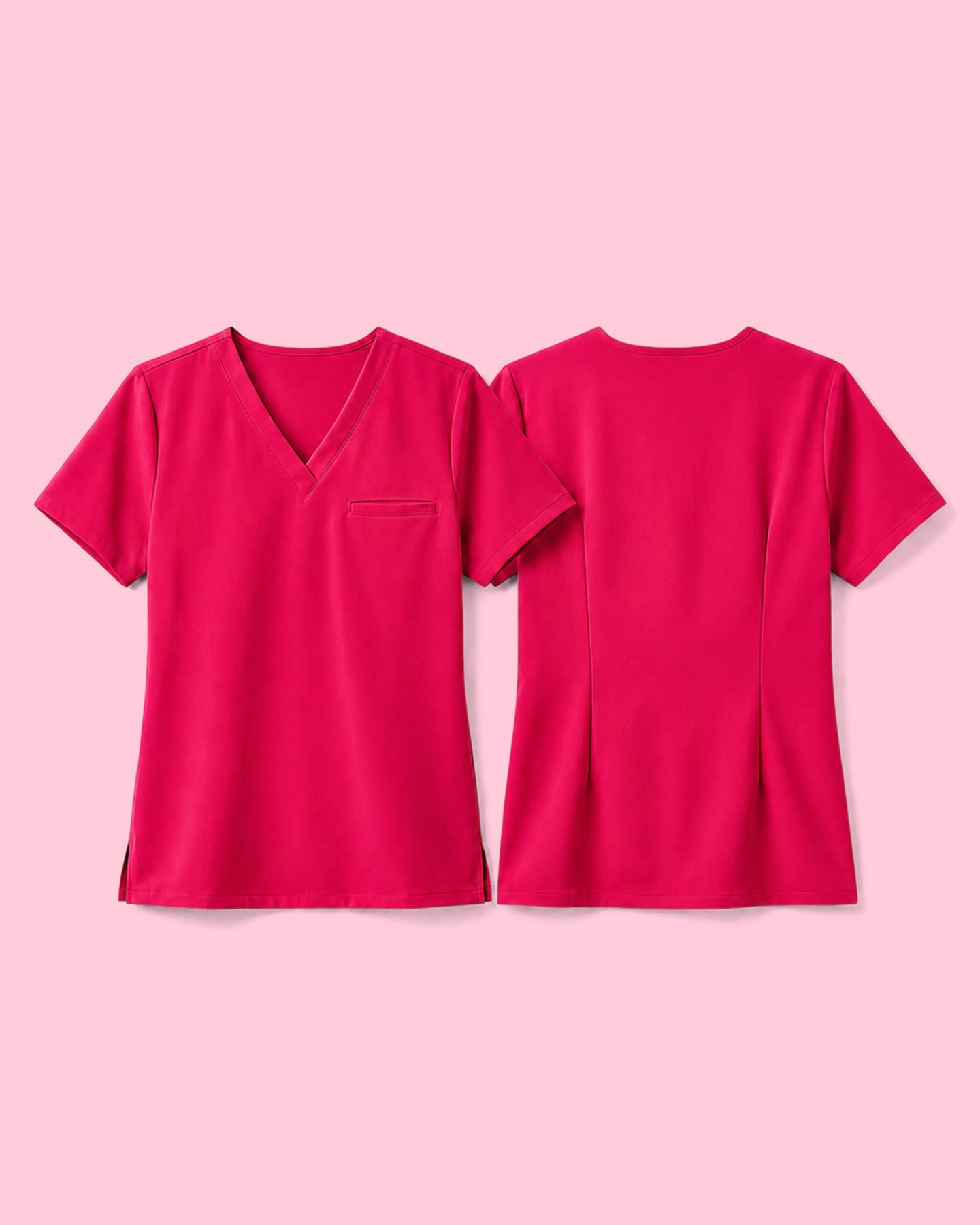 Women's One-Pocket V-neck Scrub Top Sangria