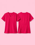Women's One-Pocket V-neck Scrub Top Sangria