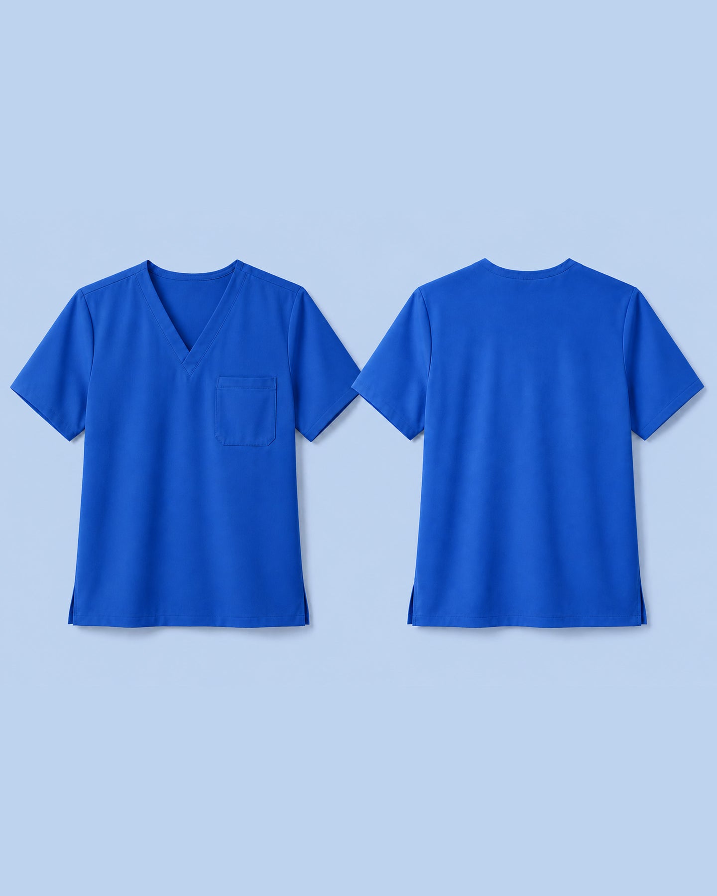 Men's One-Pocket V-neck Scrub Top Royal Blue