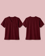 Men's One-Pocket V-neck Scrub Top Burgundy