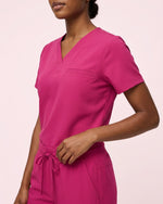Women's One-Pocket V-neck Scrub Top Wild Berry
