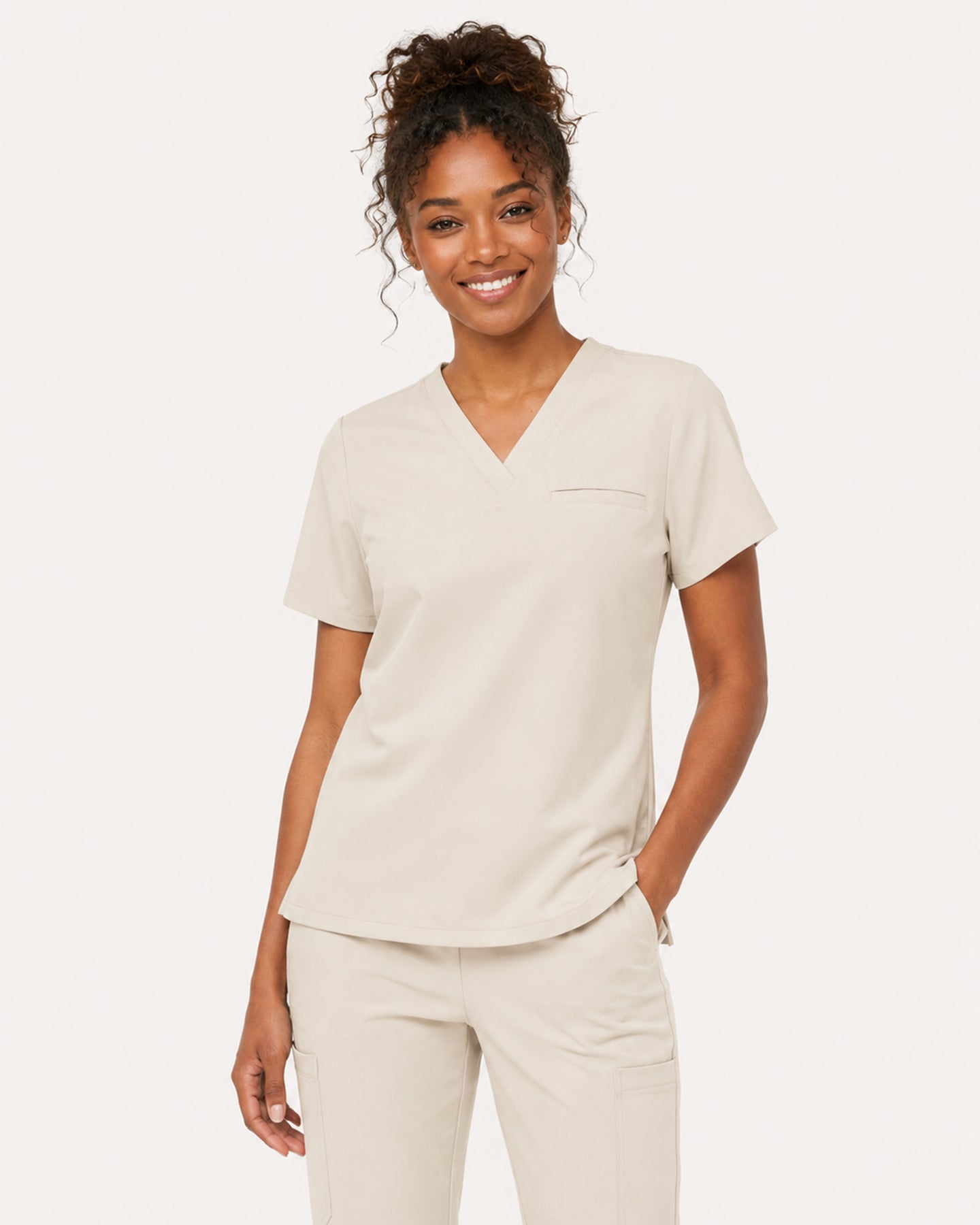 Women's One-Pocket V-neck Scrub Top Birch