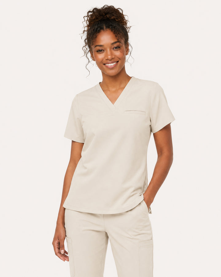 Women's One-Pocket V-neck Scrub Top Birch