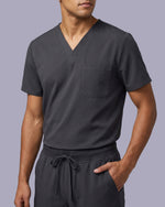 Men's One-Pocket V-neck Scrub Top Pewter