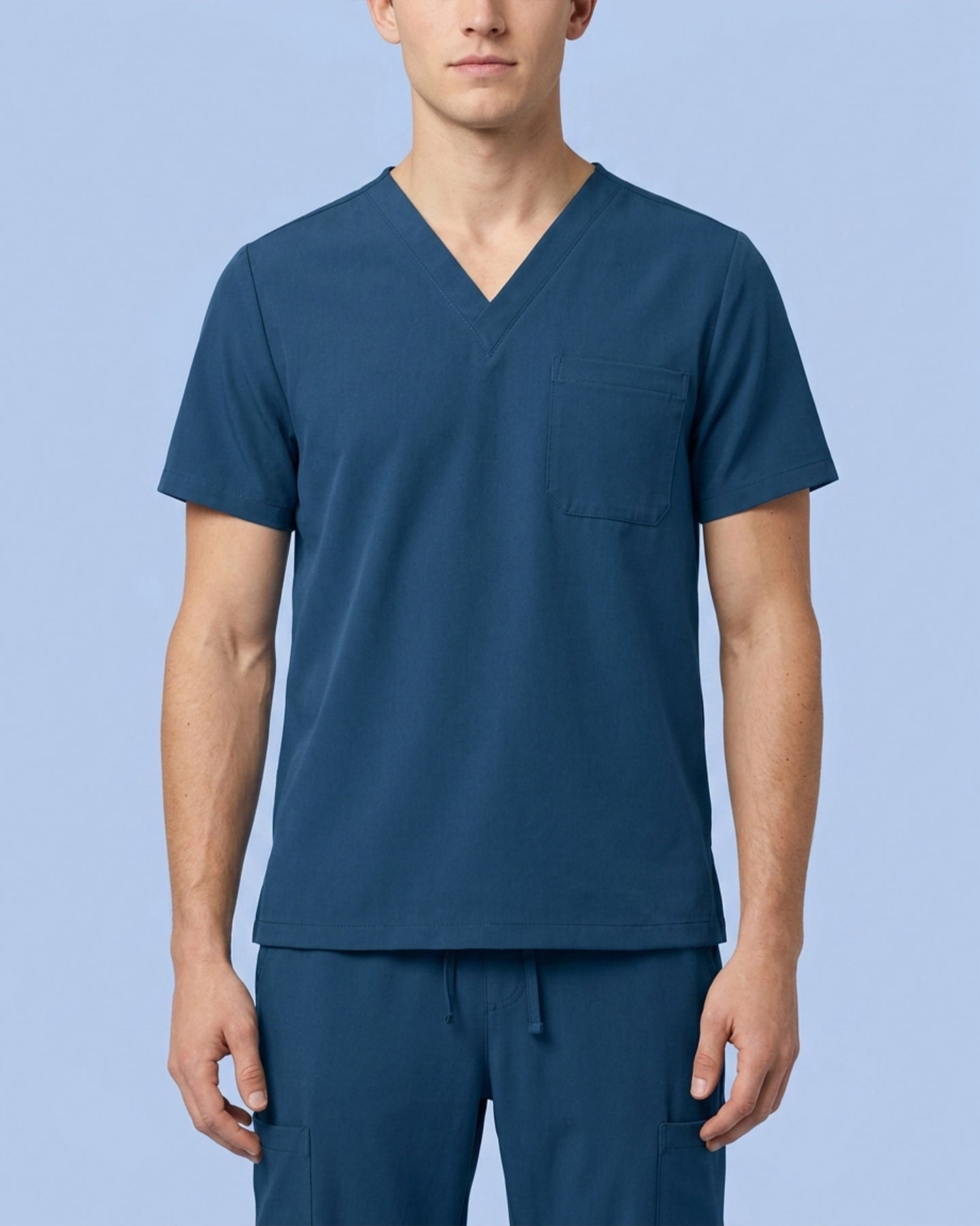 Men's One-Pocket V-neck Scrub Top Ocean