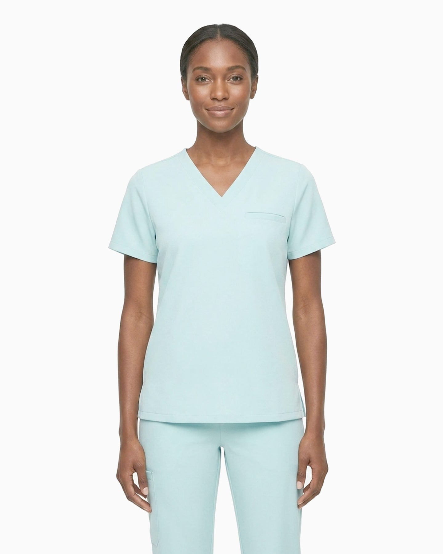 Women's One-Pocket V-neck Scrub Top Sky Blue