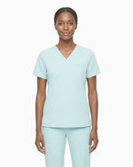 Women's One-Pocket V-neck Scrub Top Sky Blue