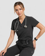 Women's One-Pocket V-neck Scrub Top Charcoal
