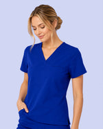 Women's One-Pocket V-neck Scrub Top Galaxy Blue