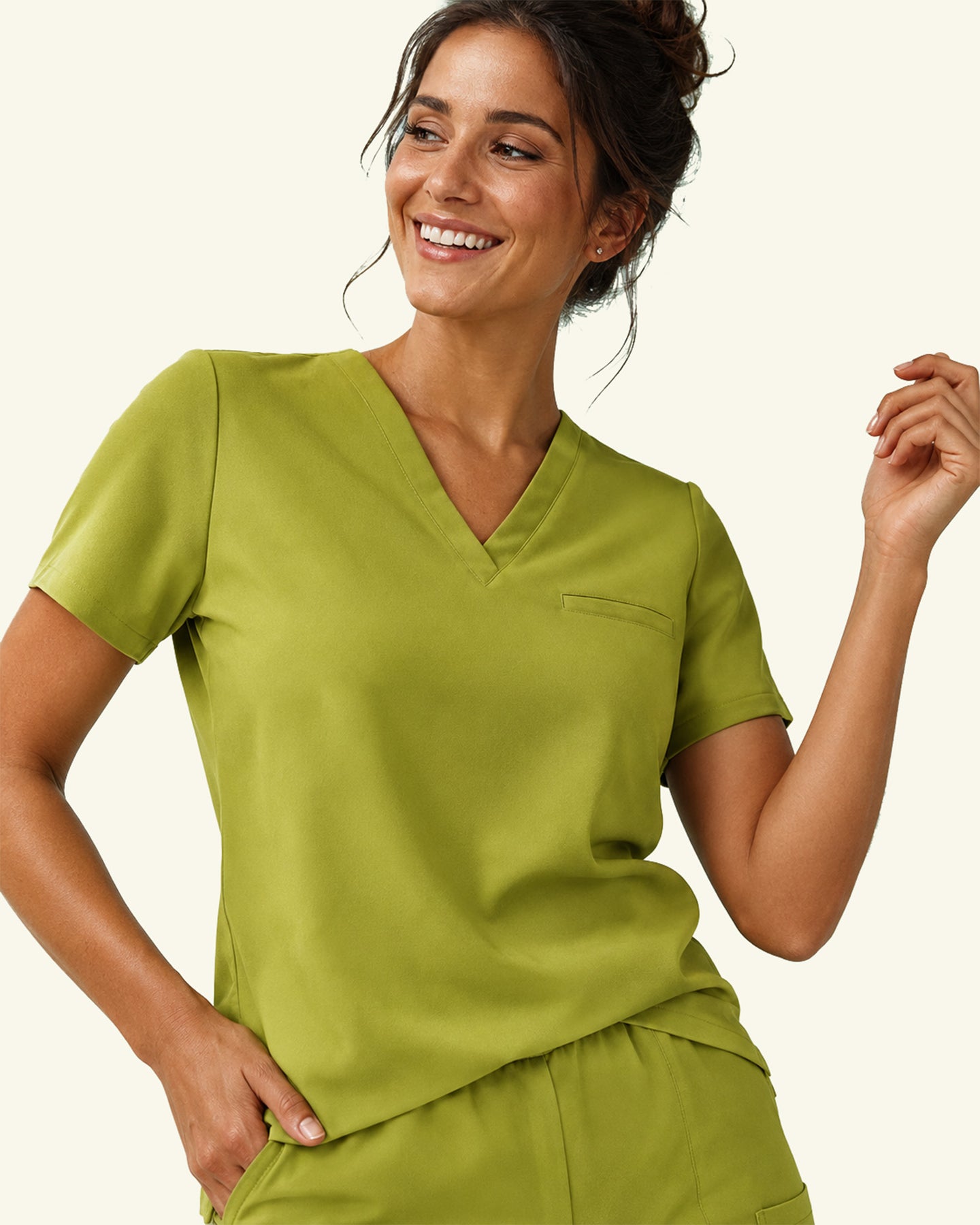 Women's One-Pocket V-neck Scrub Top Avocado