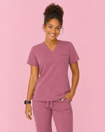 Women's One-Pocket V-neck Scrub Top Royal Mauve