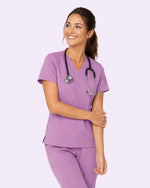 Women's One-Pocket V-neck Scrub Top Lilac
