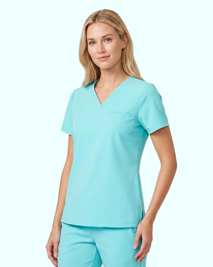 Women's One-Pocket V-neck Scrub Top Surf