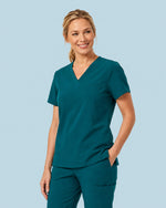 Women's One-Pocket V-neck Scrub Top