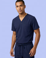 Men's One-Pocket V-neck Scrub Top Navy