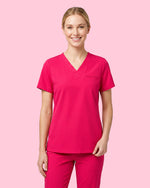 Women's One-Pocket V-neck Scrub Top Sangria