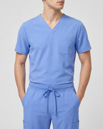 Men's One-Pocket V-neck Scrub Top Ceil Blue