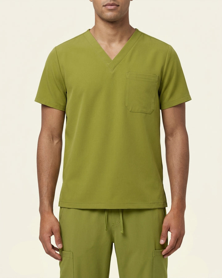 Men's One-Pocket V-neck Scrub Top Avocado