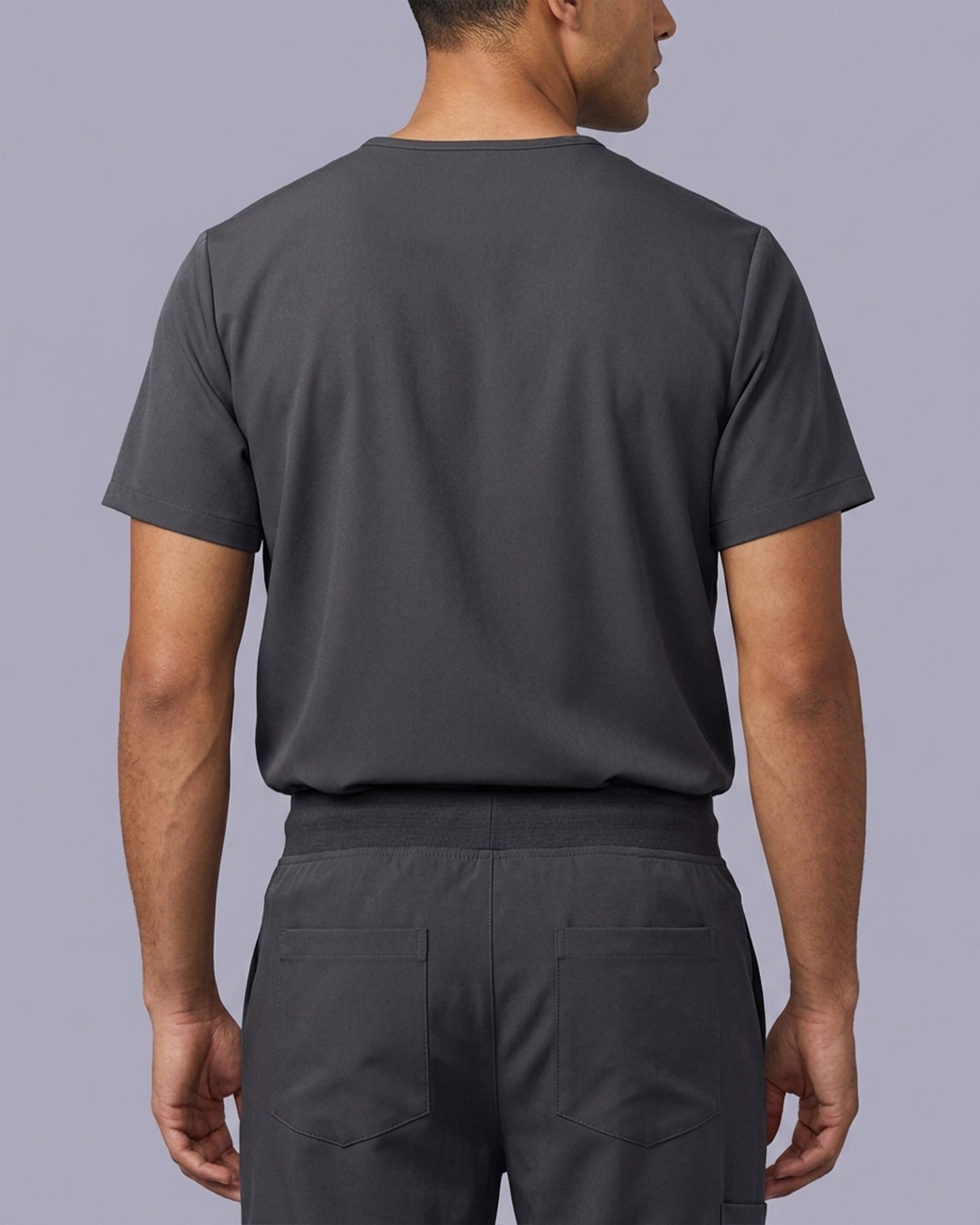Men's One-Pocket V-neck Scrub Top Pewter
