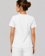Women's One-Pocket V-neck Scrub Top White