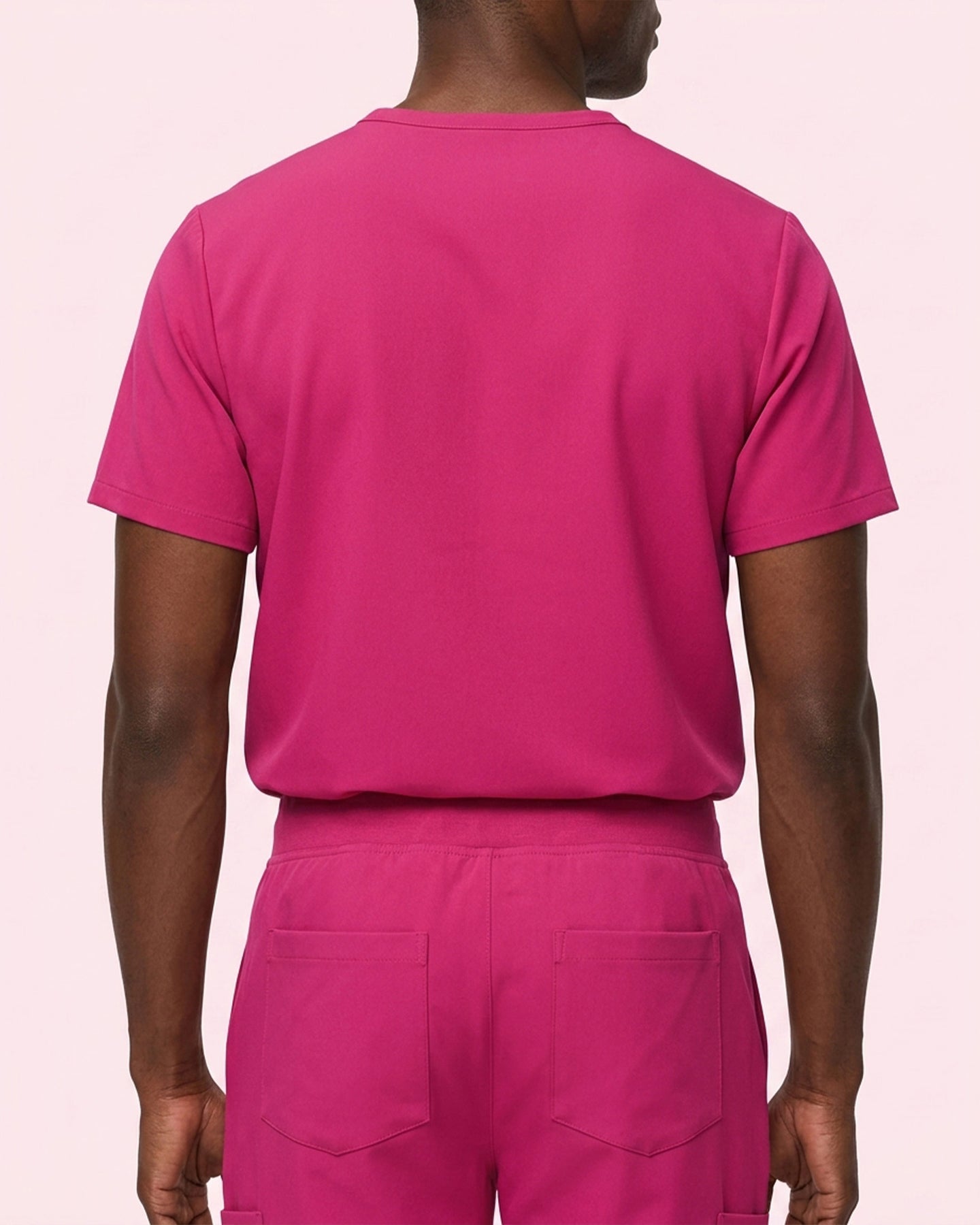 Men's One-Pocket V-neck Scrub Top Wild Berry