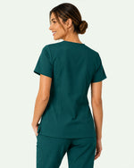 Women's One-Pocket V-neck Scrub Top Midnight Green