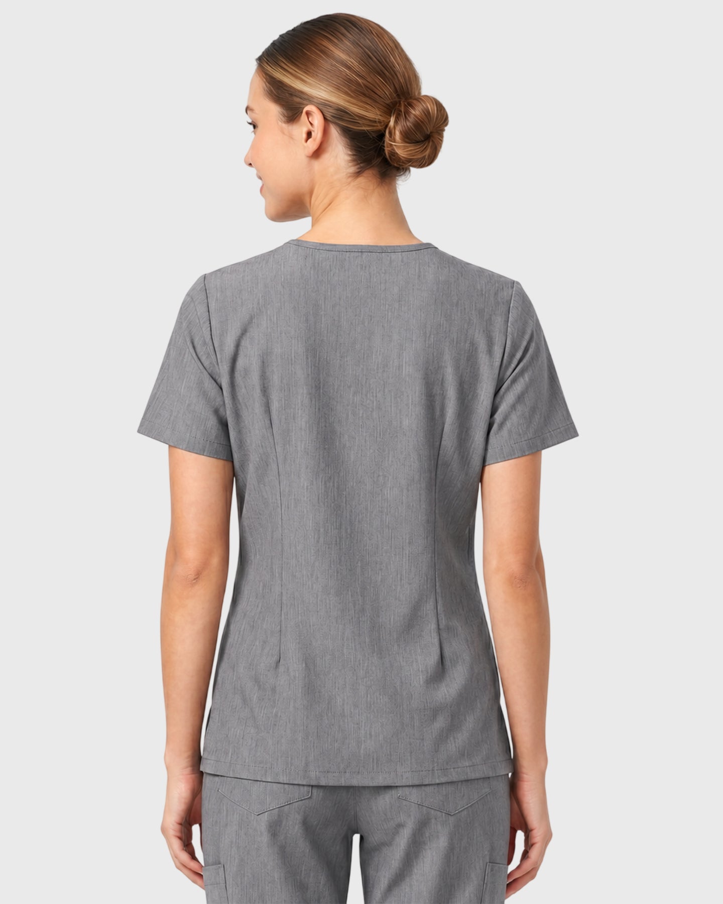 Women's One-Pocket V-neck Scrub Top Heather Gray