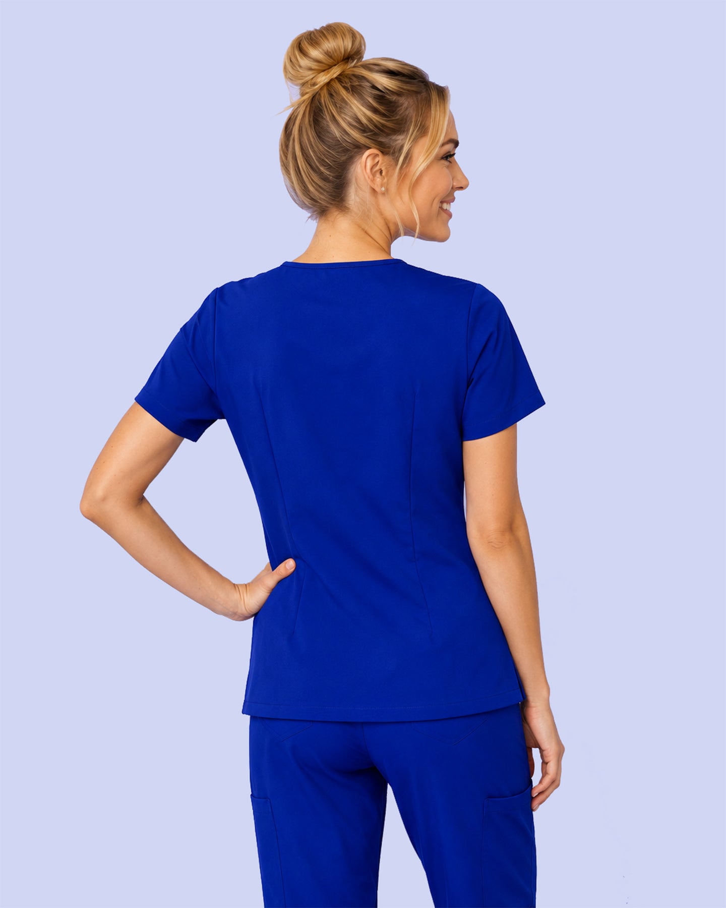 Women's One-Pocket V-neck Scrub Top Galaxy Blue
